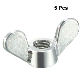 sourcing map M5 Wing Nuts Zinc Plated Fasteners Parts Screws Cymbals Butterfly Nut Silver Tone 5pcs