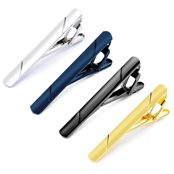 Kcmell Tie Clip for Men, 4 Pcs Men's Tie Clips