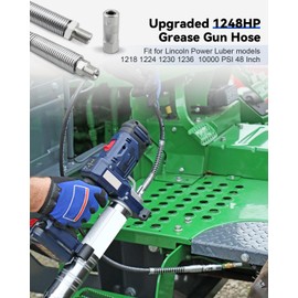 ULXIOM Upgraded length 48 inches 1248HP Grease Gun Hose Fit for Lincoln Power Luber 1218 1224 1230 1236, with Hp Coupler/10000 PSI High-Pressure