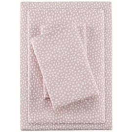 True North by Sleep Philosophy Cozy Flannel Warm 100% Cotton Sheet - Novelty Print Animals Stars Cute Ultra Soft Cold Weather Bedding Set, Twin, Blush Dots 3 Piece