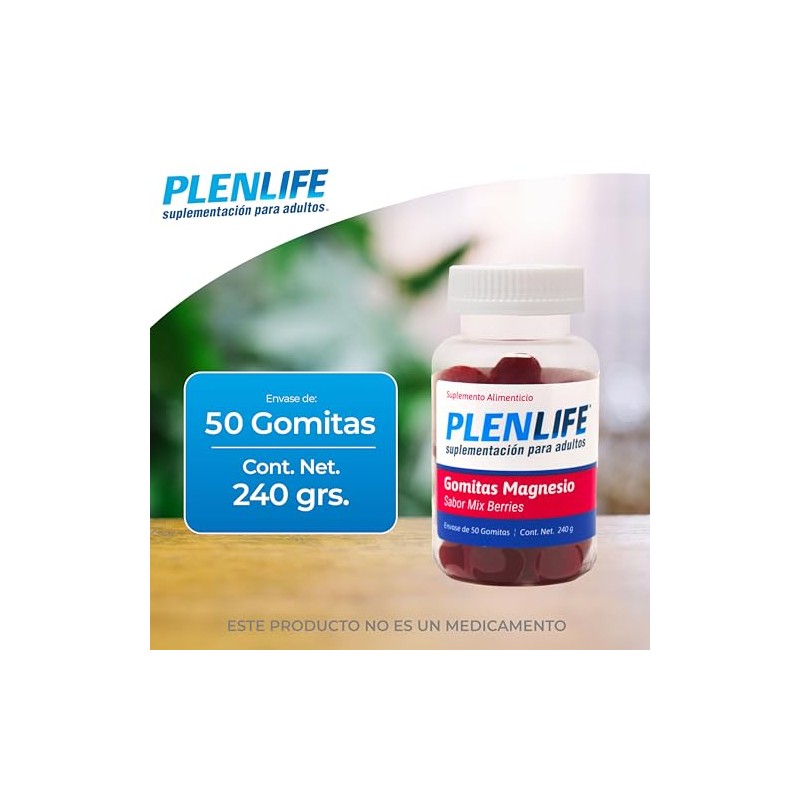 PLENLIFE Gomitas con magnesio sin azúcar sabor mix berries, 50