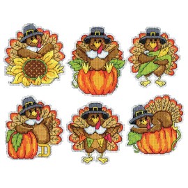 Design Works Crafts Turkeys Counted Cross Stitch Ornament Kit - Set/6