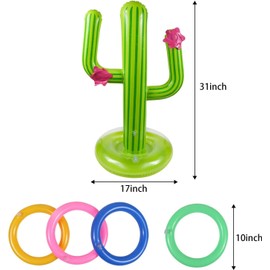 TOSAMZOO 2 Pack Inflatable Cactus Ring Toss Game Sets with 8 Pieces Inflatable Rings for Pool Party Supplies Favors Summer Party Toys Floats Fiesta Party Accessories