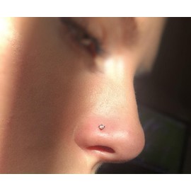 VFUN Nose Piercing 20G Clear CZ Studs with Chain Stainless Steel Nose Piercing Across Double CZ Nose Piercing Nostril Piercing