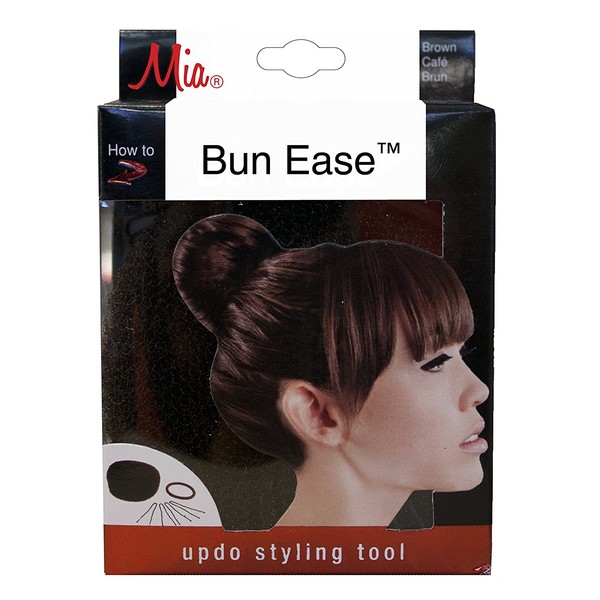 Mia Bun Ease, Bun Maker, Updo Styling Tool, Rolls Into Hair Sock Method, Extra Large 4.5", Brown, for Women, Girls, Dancers 1pc
