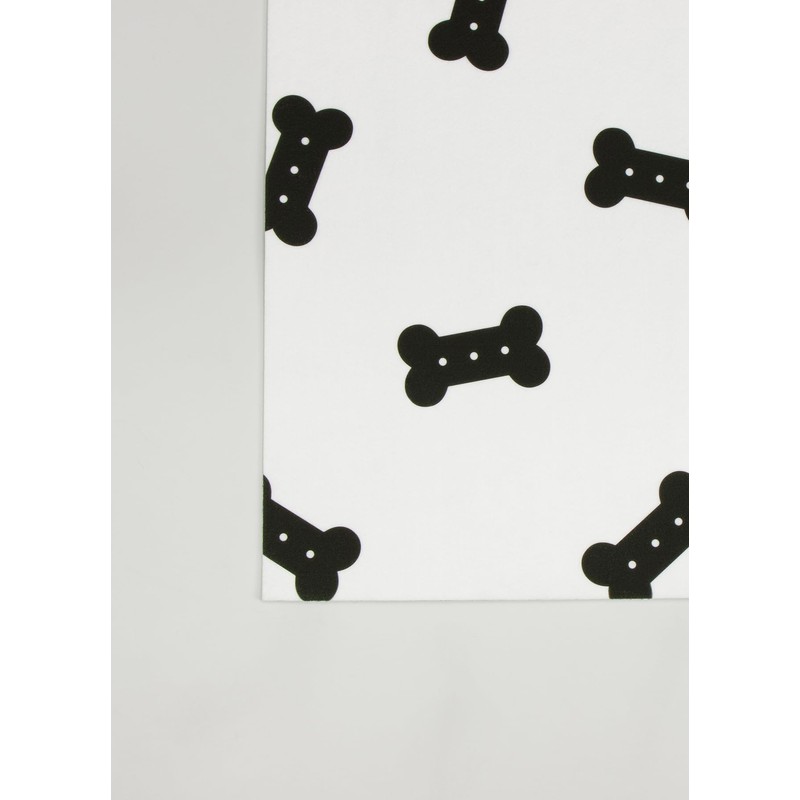 FloorPops Bones Black and White Washable Mat, FPW6129