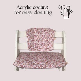 Lucca Kids, High Chair Seat Cushion, Easy Cleaning, Non-Slip, Compatible with Hauck Alpha and Similar High Chairs, Pink Flowers