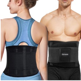 Spinegear Lower Back Support Posture Corrector Lumbar Support Belt Double Compression Elastic Straps Herniated Disc Corrector for Men Women (M/L)