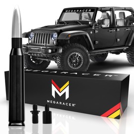 Mega Racer Silver Black Antenna for Jeep Wranger Gladiator 2007-2024 JT JKU JLU JK JL Jeep Wrangler Accessories, Sahara Rubicon Willys Mojave Jeep Antenna Replacement, Wrangler Gladiator Accessories