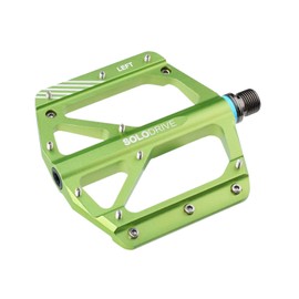 SOLODRIVE Mountain Bike Flat Pedals, Low-Profile Aluminium Alloy Bicycle Pedals, Light Weight and Thin Platform (Green)