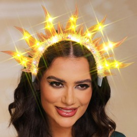 Ushiny Light Up Feuer Stirnband Led Flamme Haarbänder Funkelnd Glühend Festival Kostüm Kopf Tragen Für Frauen (gelb, 1)
