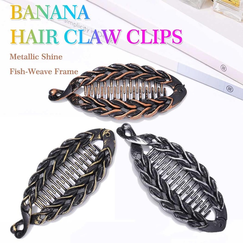 Pecieco 3 Pcs Banana Clips for women 5.5 Inch Large