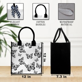 Butterfly Tote Bag For Women, Aesthetic Tote Bag, Cute Reusable Canvas Tote Bag For Traveling Shopping, Butterfly Gift Bag With Ribbon, Shoulder Beach Tote Bag Gifts For Women Friends Coworker -24