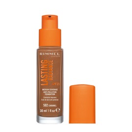 Rimmel Lasting Radiance Medium Coverage Anti Pollution Foundation, SPF 25, 502 Caramel (Rimmel Wake Me Up Foundation Upgrade)