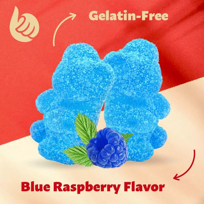 iLike! Sour Gummy Bears Candy, Gelatin-Free Blue Raspberry Teddies, 2-Pound