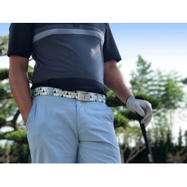 Teeoff Printed Webbing Belt Reversible Metal Buckle (Green with new buckle, 47.2")