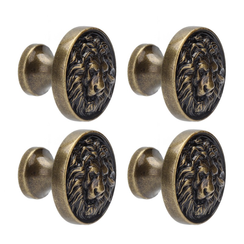 4Set Lion Head Zinc Alloy Cabinet Door Handle Modern Antique