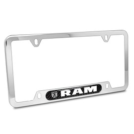 iPick Image for - RAM Real Carbon Fiber Nameplate Chrome Stainless Steel License Plate Frame