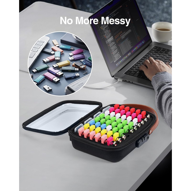 Luxtude Flash Drive Case with Combination Lock (112 Labels Included)