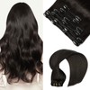 VINBAO Clip-In Real Hair Extensions Natural Black Real Hair Extensions