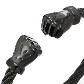 COOLSTEELANDBEYOND Unisex Elastic Adjustable Steel Vintage Fist Hand Twisted Cable Bangle Bracelet for Men Women