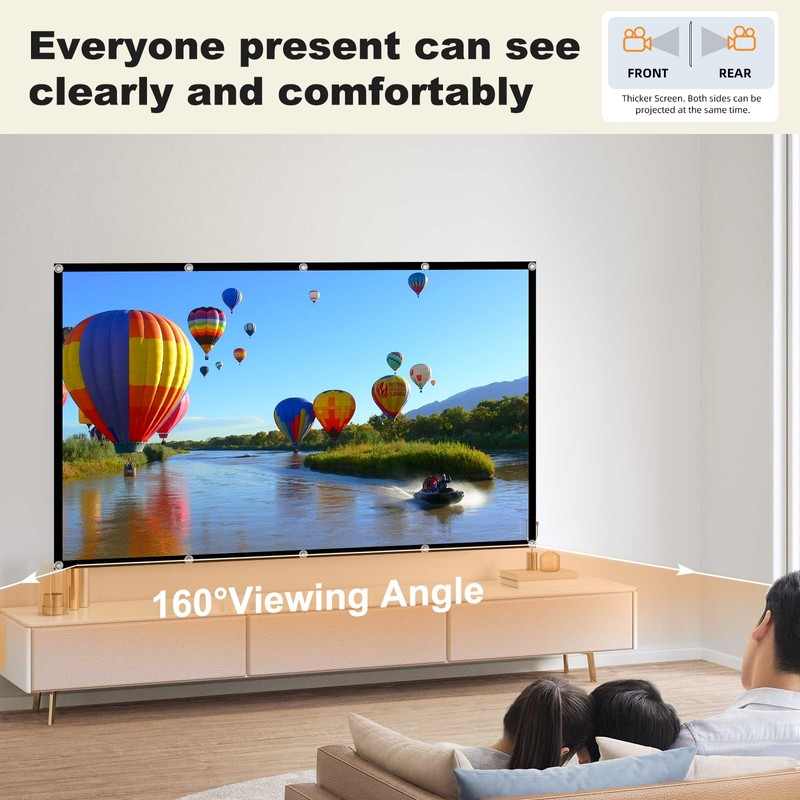 Projector Screen 180 inch, XINLEMY Large 4K HD 16:9 Foldable