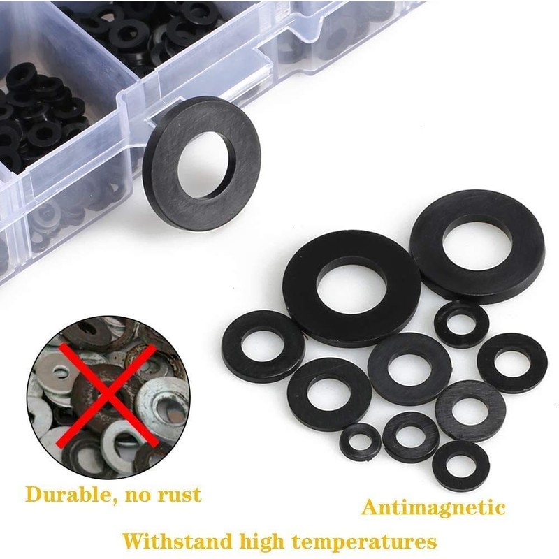 Pack of 700 Flat Washers Nylon Flat Washers Assortment 9