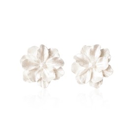 Boho White Flower Acrylic Earrings Vintage Charm 3D Resin Gardenia Camellia Pear Blossom Flowers Plant Lightweight Stud Earrings for Women Wedding Bridal Birthday Party Trendy Jewelry Gifts (White)