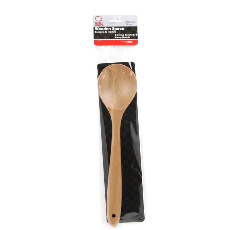 Chef Craft Select Beechwood Solid Spoon, 12 inches in Length,
