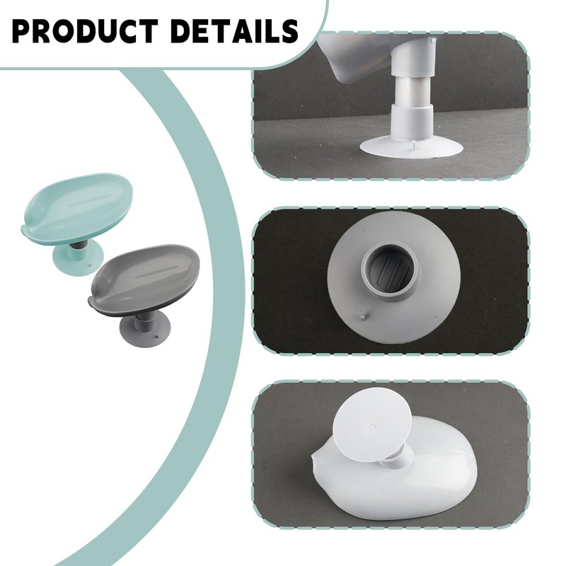 Bojueshaw 2pcs Leaf Shape Soap Holder,Self Draining Suction Cup Soap
