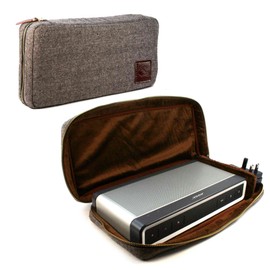 TUFF LUV [Kompatibel mit Bluetooth-Lautsprechern von Bose Soundlink Bluetooth Speaker III / 3] Fischgräten-Tweed-Reisetasche - Braun