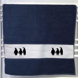 Huuraa Sports Towel Penguins Silhouette Gift 50 x 100 cm French Navy Cotton Penguins Gift Idea