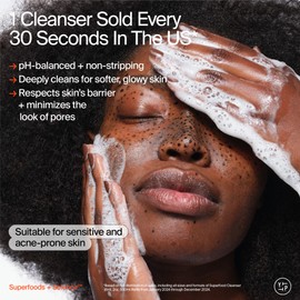 Youth To The People Superfood Facial Cleanser Travel - Kale + Green Tea Daily Face Wash, Gentle Makeup Remover, with Soothing Antioxidants for Glowing Skin, pH Balance, Clean Pores – 2 fl oz