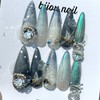 Glass rose handmade nail - Almond / 글라스 로즈 수제네일