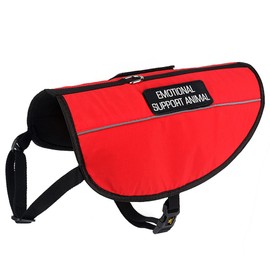 PLUTUS PET Emotional Support Dog Vest with Reflective Straps,Bright Red Fabric&Mesh Harness with 2 Free Removable Embroidery Emotional Support Animal Patches,L,Girth 26.7-31.5"