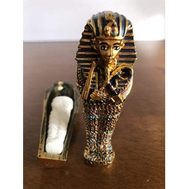 YOUNI - Egyptian King TUT Ankh Amun Tutankhamun Pharaoh Sarcophagus with Mummy Sculpture Figure (4 inches)
