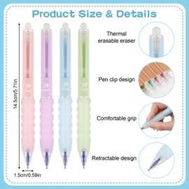 Hopton Pack of 8 Erasable Ballpoint Pens, Colourful Rollerball Pen, Erasable Ballpoint Pen, Erasable Pen, Heat Sensitive Erasable Pen, School Supplies Office Supplies, 0.5 mm Blue