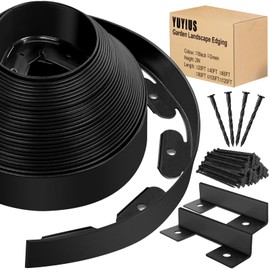 YUYIUS Landscape Edging - 2” Tall Garden Edging Border with 30 Stakes, 20FT No Dig Lawn Edging for Landscaping for Garden Bed, Yard, 0.15" Thick Flower Bed Border Edging with Connector for Outdoor