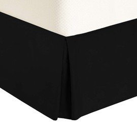 Royal Tradition Solid 300 Thread Count, 100-Percent Cotton California King Pleated Tailored with 15-Inch Drop and Split Corners Bed Skirt, Black