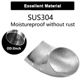 YONYONICE 2 Pcs OD 3 Inch 90° silver polish Stainless Bend Elbow, SS304 StainlessSteel Bend Tube 90 Degree Exhaust Elbow Pipe -Thickness1.5mm/0.65" for Car Modified Exhaust System, Stair Handrai.