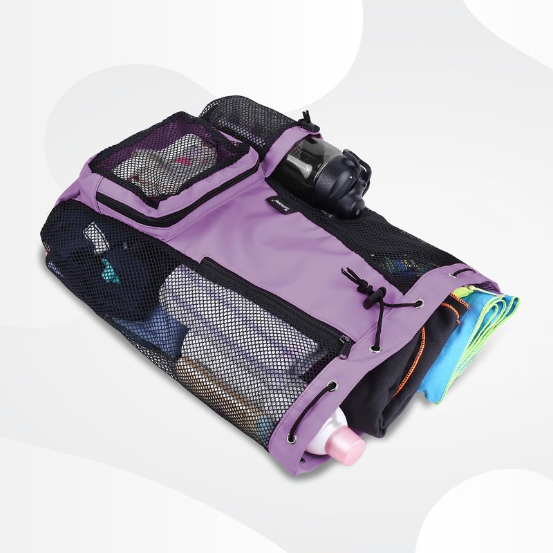 Timoxi Swim Bag Beach Backpack with Padded Shoulder Strap Mesh