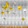 Hoomtry Silver Backdrop, Silver Streamers Photo Backdrop Disco Photo Backdrop