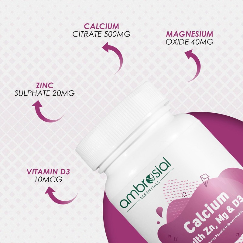 AMBROSIAL Ambrosial Calcium Magnesium Zinc with Vitamin D3 - High