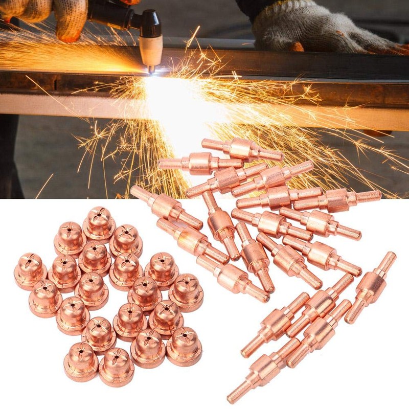Plasma Electrodes Nozzles, 40pcs Red Copper Plasma Cutter Consumables Electrode
