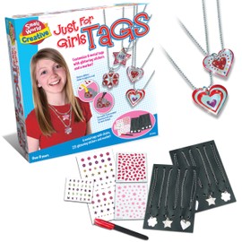 Small World Toys Kids Jewelry Making Kit: Just for Girls Tags Make Your Own Jewelry Necklace Making Kit, DIY Jewelry Kit for Girls, Crafts for Girls Ages 8–12, Gift for Girls