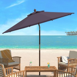 Safavieh PAT8009B Collection Cannes Grey 9Ft Wooden Outdoor Umbrella