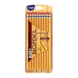 Baco | Lápiz de Grafito Bacopencil HB/2 - Blister con 10 Lápices de Cuerpo Amarillo