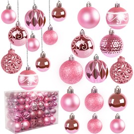Ywlake 100Pcs Christmas Ball Ornaments for Christmas Tree Decoraion Baubles Shatterproof Balls Hanging Ornaments for Xmas Holiday Party Home Decorations (Pink)