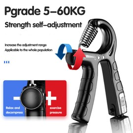 Vinmooog Hand Trainer Finger Trainer Forearm Trainer Fitness, Grip Strength Trainer Fitness Equipment for Home Adjustable Resistance 5-60 kg with Counting Function Home Gym Forearm Training Device