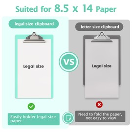Macroclo Legal Size Clipboard, Teal Plastic 8.5 x 14 Clip Board for Lawers, Heavy Duty Butterfly Clip, 9 x 15 in, Office & School Supply(Pack of 10)